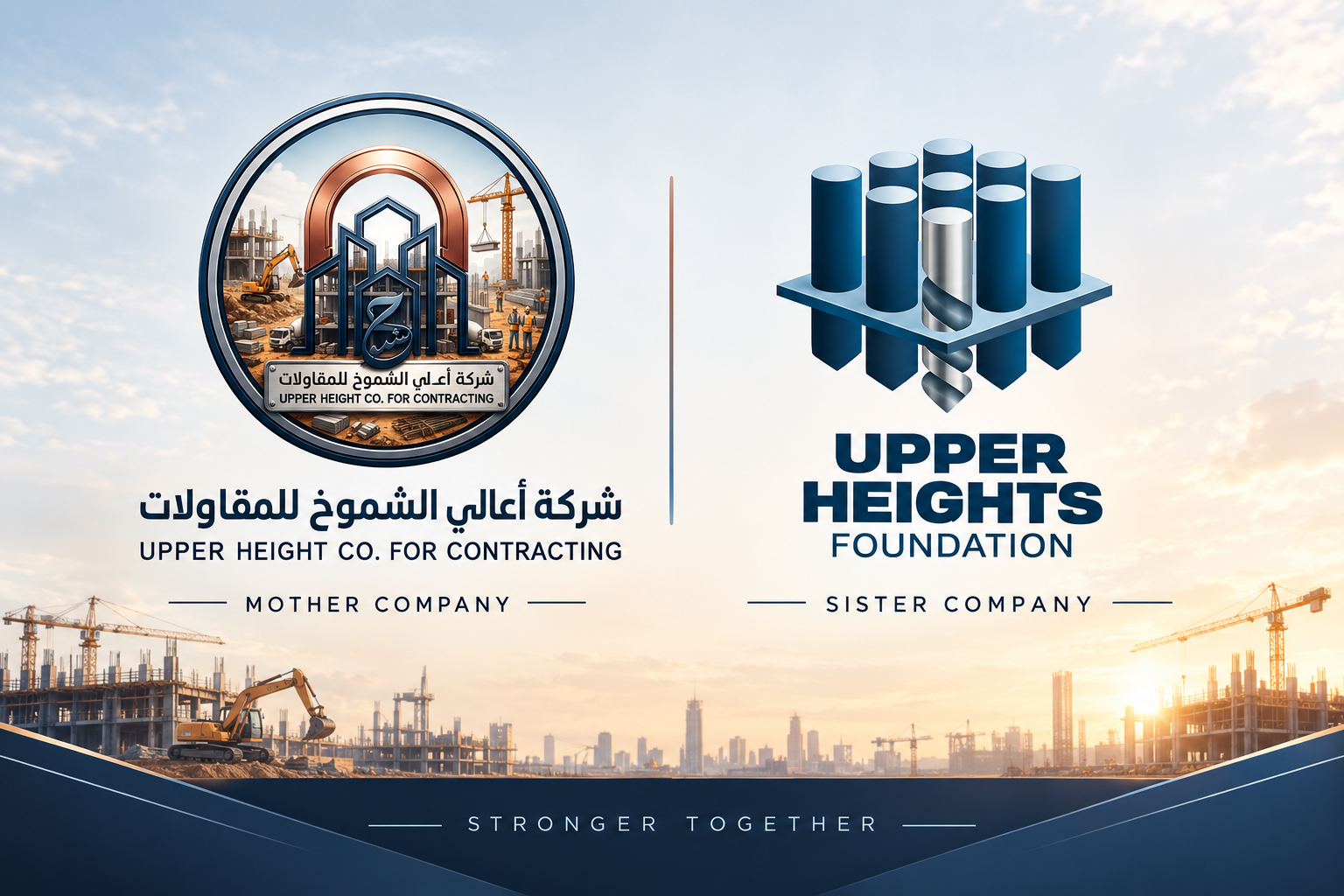 Official logos of Upper Height Company for Contracting and Upper Height Foundation
